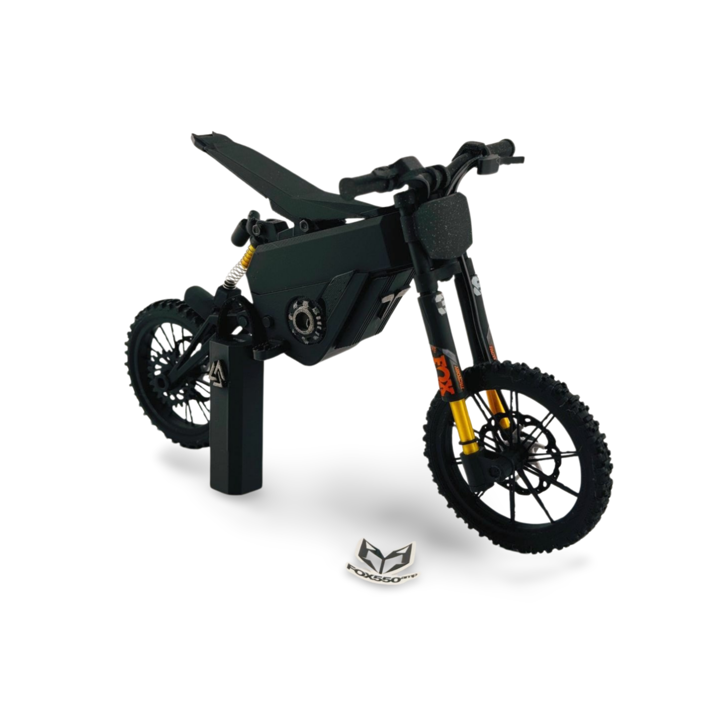 Right side view of Mini Talaria 3D FOX550AMP® XXX3 Shadow Edition — handcrafted hybrid model using PETG, nylon, and resin tires by DIYFOXSTORE®.