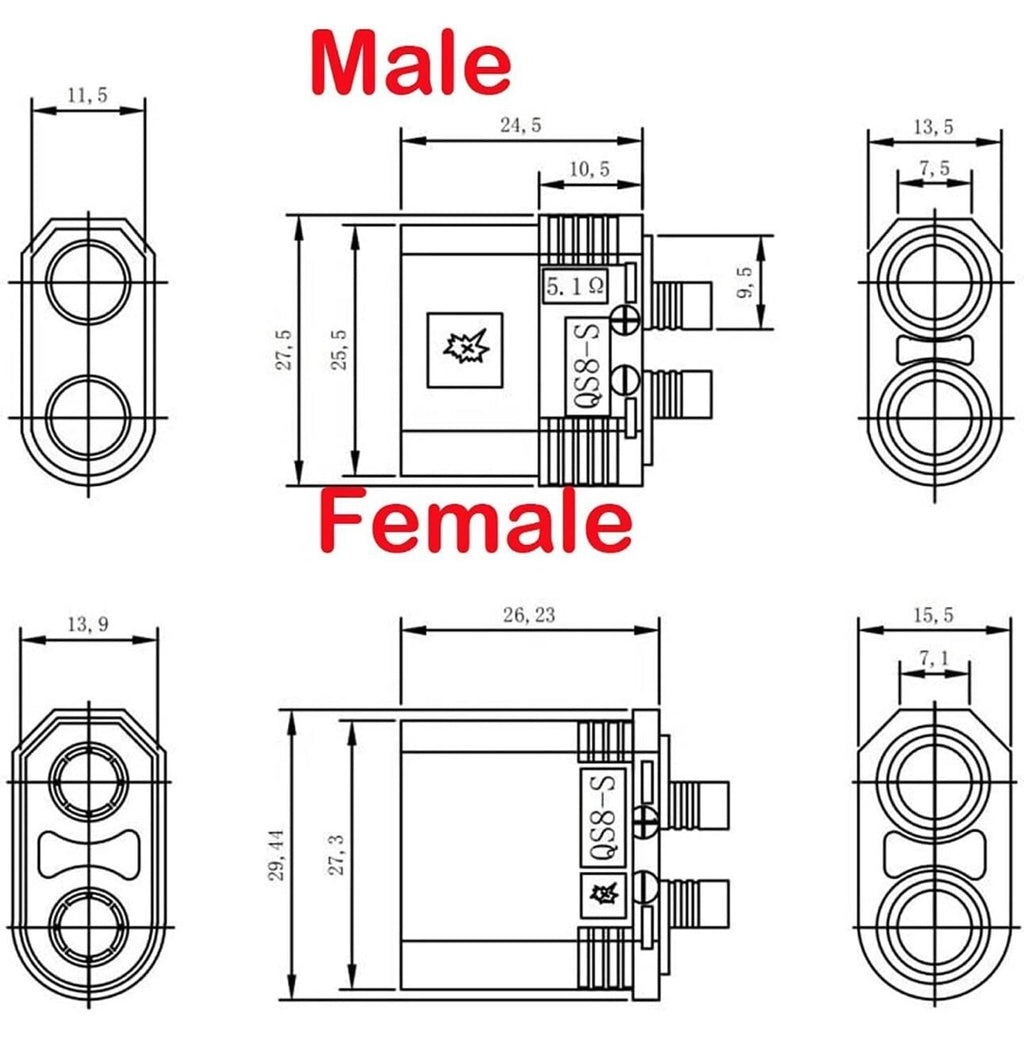 Diyfox550Amp QSC8 High Power Battery Connector Plug for SurRon Talaria eBikes Scooters RC Drones Toys DIY Battery Mods Ultra bee surRon