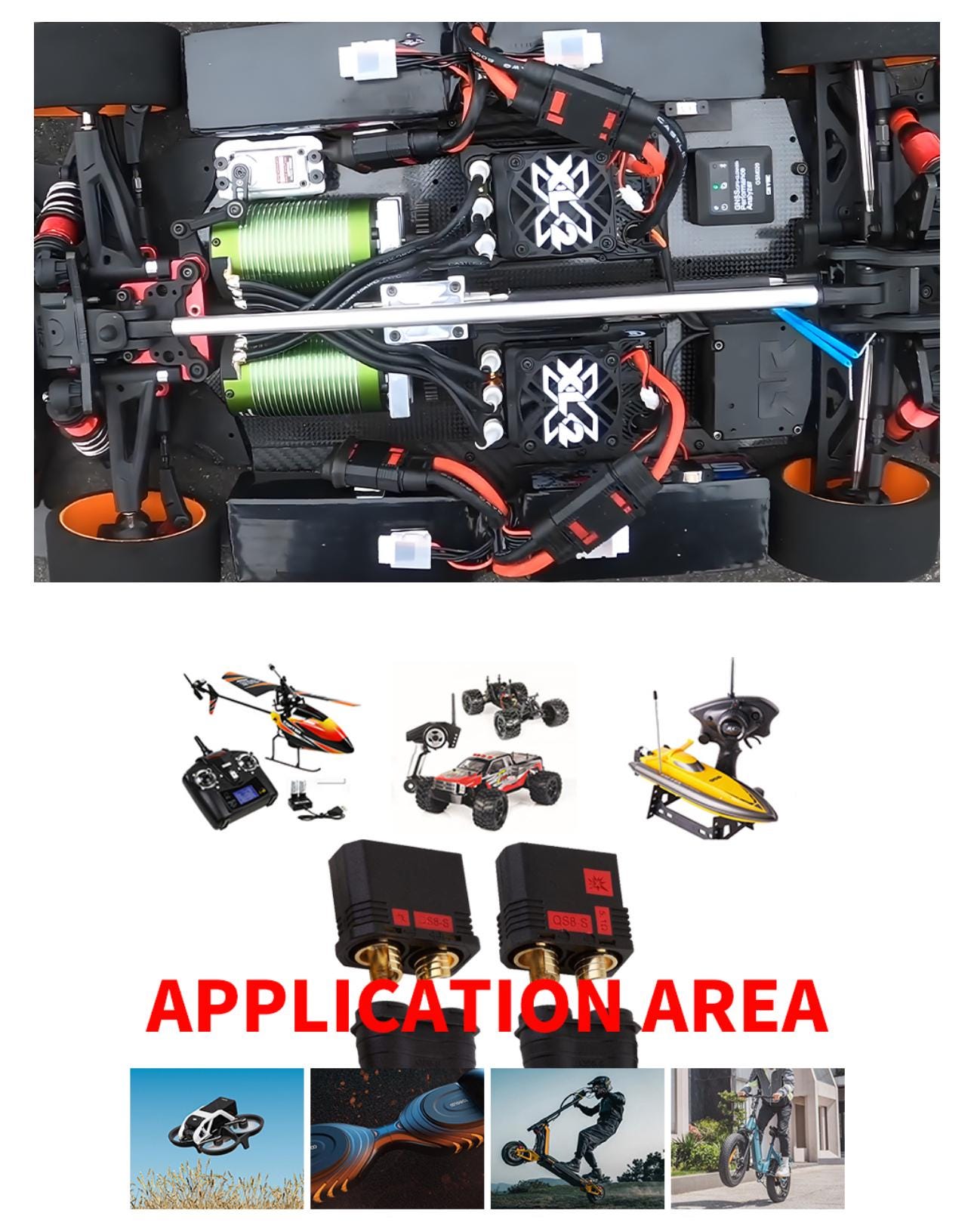 Diyfox550Amp QSC8 High Power Battery Connector Plug for SurRon Talaria eBikes Scooters RC Drones Toys DIY Battery Mods Ultra bee surRon